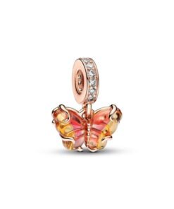 PANDORA Pink & Yellow Murano Glass Butterfly Dangle Charm