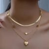 Goolsky 1 Set Elegant 3-Layer Golden Heart Pendant Necklace, Stainless Steel Fashion Choker and Chain, Luxurious No-Gem Inlay, Versatile for Daily Wear & Gifting, Perfect Valentine'S Day Gift for Her