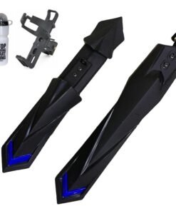 ABC AMOL BICYCLE COMPONENTS ABC Bicycle Front & Rear Mudguard Dual Tone with Long Patti Fitting + 1 Bottle & Bottle Holder (Blue)