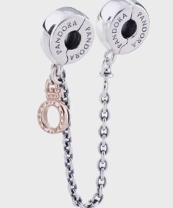 PANDORA Crown Sterling Safty Chain Silicone Grip Charm