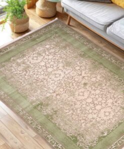 Almas Kavir Carpet Carpet Woven Rug in Soft Texture | Heritage Incense Design - Green | Size - 200x300 cm (6.5x10 ft) | For Living space , Master Bedroom, Dinning room & Large office space