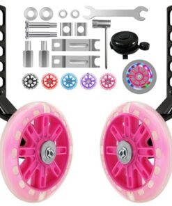 HAWENS Bike Training Wheels Mute Flash Wheels with Adjustable Bicycle Stabilizer Mounted Kit Compatible for 12 14 16 18 20 inch Single Speed Bike
