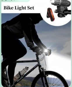 HALAMODO Bike Light Set of 1pc Bicycle Headlight & 1pc Rear Taillight USB Rechargeable Bike Light Powerful Lumens Water Resistant Ultra-Bright Bike Lights Road Commuter LED Front Light for Enhanced Safety & Visibility
