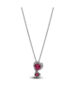 PANDORA Red Halo Hearts Pendant Necklace