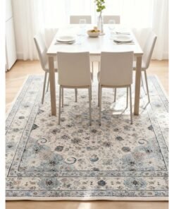 Noon East Carpet Rug Anti-Slip-  Size- 122x183 cm - 4x6 ft | Royal Heritage Design | Color- Misty blue| Ideal as Carpets for Living room, Bedroom, Office, Entry hallways, Foyers or balcony