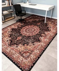 Noon East Carpet Rug Anti-Slip-  Size- 274 x 366 cm - 9x12 ft | Royal Heritage Design | Color- Red & Black| Ideal as Carpets for Living room, Bedroom & Office. Perfect for large spaces