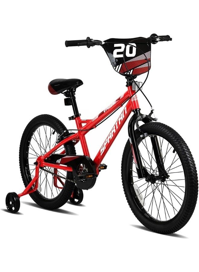 Spartan Cyclone Bike | 20 Inch With Training Wheels | Single Speed | Red Color