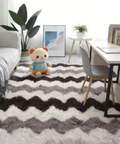 GOOTOY Modern Style Area Rug Non-Slip Super Soft Touch Living Room Bedroom Kitchen Decoration Of Carpet Floor Rug Fluffy Long Pile Rectangular