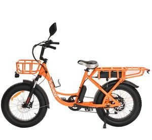 1200W Step-Through E-Bike with Front Basket Rear Rack and Fat Tires