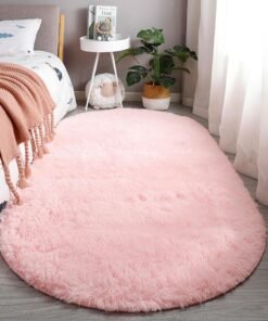 LOOPITYS Super soft and fluffy living room long carpet, large anti slip carpet, bedroom, entrance door, luxurious living room carpet (long pink, 50 x 120cm)