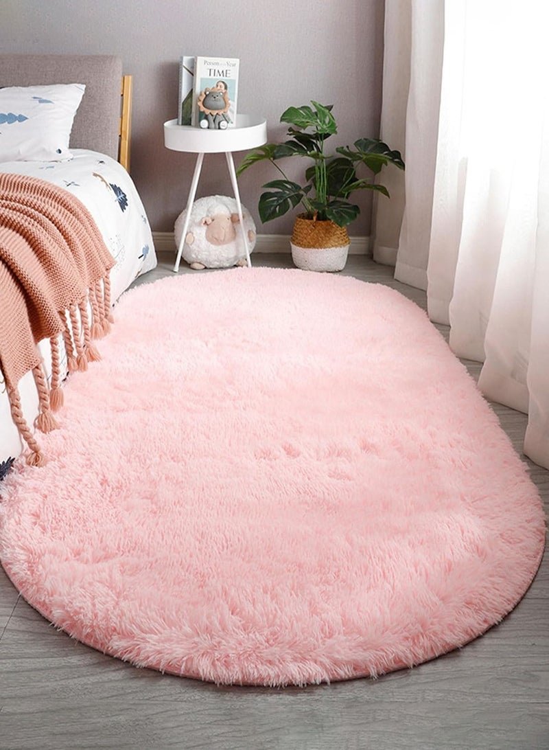 LOOPITYS Super soft and fluffy living room long carpet, large anti slip carpet, bedroom, entrance door, luxurious living room carpet (long pink, 50 x 120cm)