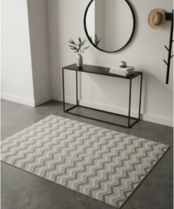 Noon East Carpet Rug Chevron Classic Design  - Grey | Size - 120x170 cm - 4x5.5 ft | For Mid-Small sized Family room, Bedroom with twin or queen beds, Home office, Entry hallways, Foyers or Balcony