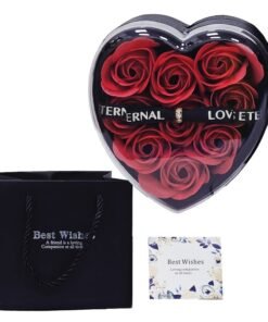 Home Smart Eternal Heart Jewelry Box - 9 Soap Rose Bouquet Luxury 2-in-1 Gift Set for Wife, Girlfriend, Mother, and Sisters Perfect for Valentine’s Day, Anniversaries, Birthdays, and Eid