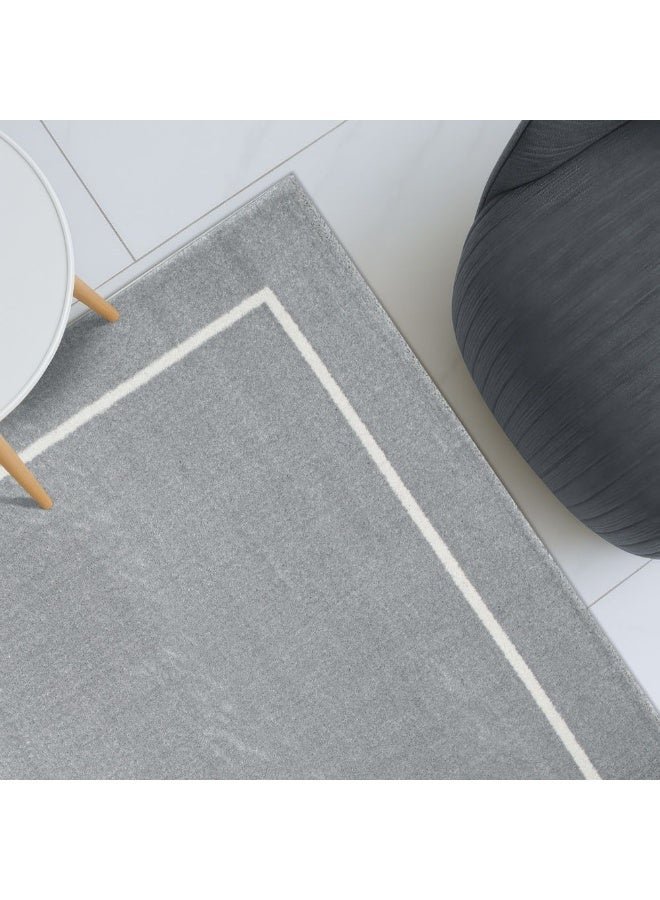DANUBE HOME Sahara Plain Solids Rug | Washable Solids Style | Polypropylene + Polyester Area Rug Floor Covering | Indoor Carpet For Living Room Dining Bedroom 160X230cm-Light Grey