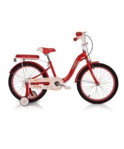 MOGOO Girl'S Joy Road Bike With Basket And Training Wheels For 7-10 Years 20 Inch Red