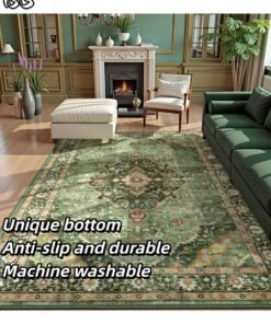 BS 140x200cm Bohemian Vintage Style Indoor Living Room/Outdoor Camping Blanket | Washable, Durable, Non-Slip Rug | Short Pile Indoor Carpet | Vibrant Colors | Exquisite Pattern | Soft Short Pile | Perfect for Camping, Patio, Living Room, Bedroom, Dining Room, Kitchen and Entryway.