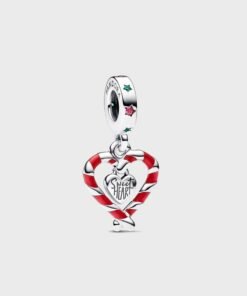PANDORA Double Candy Cane Heart Christmas Dangle Charm