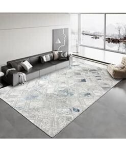 Harmony Home Soft Fluffy Carpet – 200 x 300 cm, Anti-Slip Cashmere Rug for Living Room, Bedroom & Dining Room, Modern Abstract Indoor Area Rug (Grey & Blue Tones)
