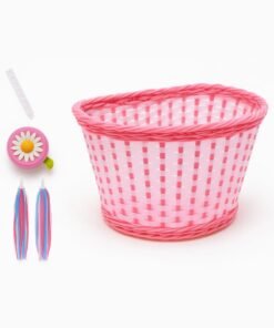 ANZOME Girls Bike Basket with Daisy Bell & Streamers, Kids Bicycle Handlebar Basket for 12â€“16 Inch Bikes, Pink Woven Bike Accessories for Girls, Christmas for Little Riders