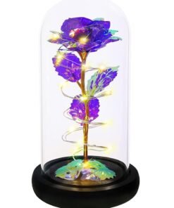 MONOGUE Galaxy Rose Flower Gift Colorful Artificial Rose Flower Gifts Forever in Glass Dome