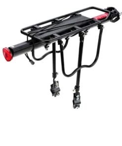 FASTPED Quick Release Aluminum Bicycle Rear Seat Rack Adjustable Mountain Bike Luggage Carrier With Reflector, Black Aluminium Rear Pannier Mountain Bike Bicycle Cargo Rear Rack Seat, Aluminium, Black