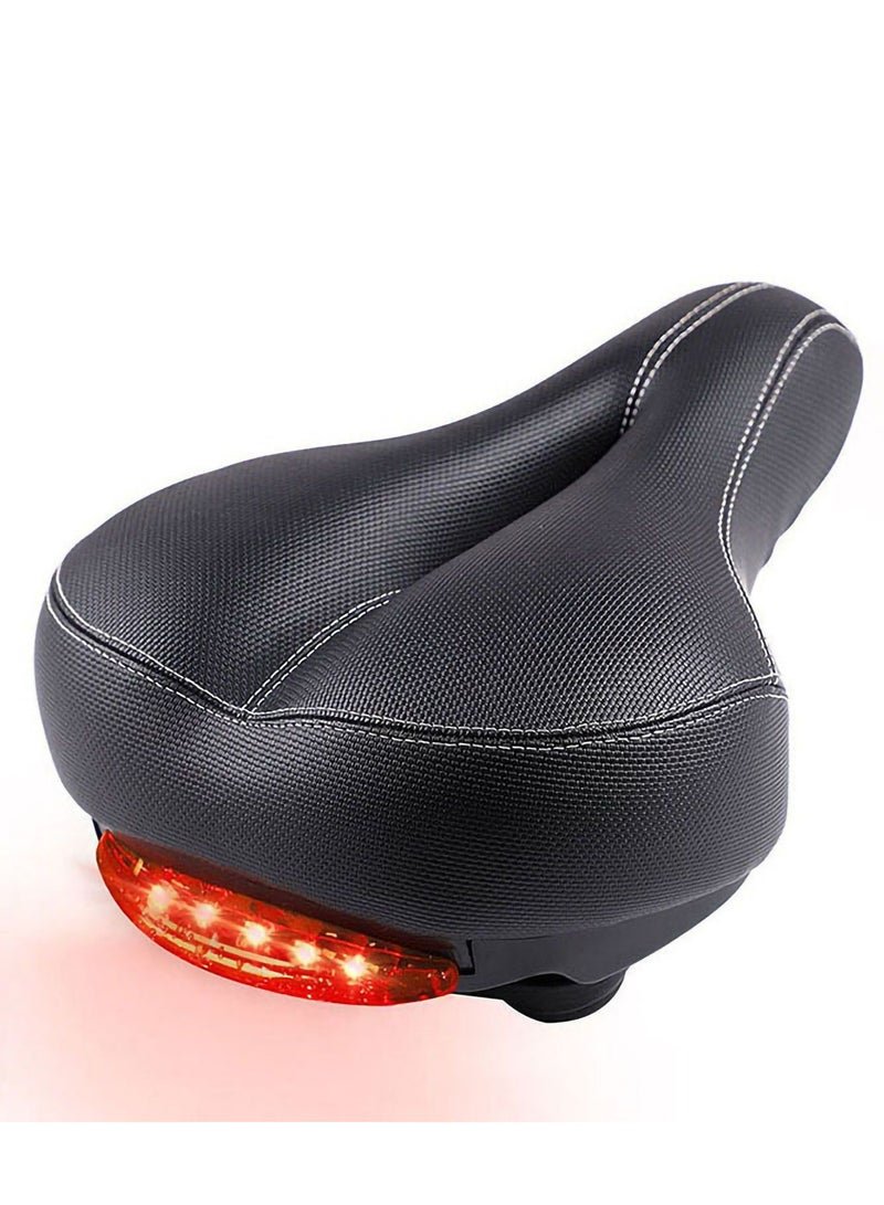 Relex Bike Seat, Comfortable Wide Bicycle Saddle Memory Foam, Bike Saddle with Dual Shock Absorbing Rubber Balls, Bicycle Seat Fit for Indoor or Outdoor Bikes with Reflective Light