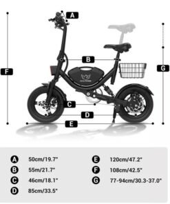 Wind Horse Foldable Electric Bike for Adults 500W Brushless Hub Motor, 35 KMH Max Speed, 19-35 KM Range with 36V 8AH Battery, 14 Inches Tires with Dual Suspension and Disc Brakes, Lightweight Carbon Alloy Frame, Urban Commuter E-Bike with Basket for Easy Storage and Transport