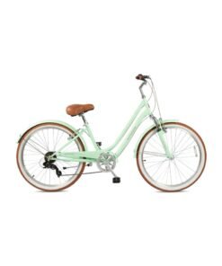 SPINN Uptown Ladies Seafoam Women’s City Bike - 26″ inch, 7 Speeds, Steel Frame, Front Suspension