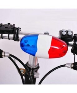 Police Siren Bicycle Horn with 6 LED Safety Lights – Blue & Red Flashing Bike Light, 4 Sound Modes with Melodies, Electric Horn for Mountain & Road Bikes