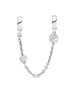 PANDORA Daisy sterling silver safety chain with clear cubic zirconia
