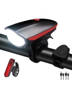 Lyaxm Bicycle Light Set,Bicycle LED Power Beam Front and Back Light, Bike Light Front and Back, USB Bicycle Light with Loud Horn, 3 Lighting Modes Waterproof Cycling Light Bike tail light,Rechargeable Bicycle Led Headlight Front Lamp