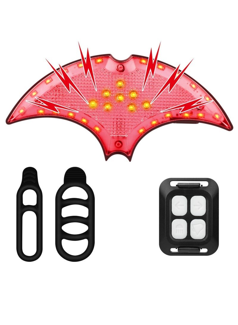 Bicycle Tail Light Set with Safety Turn Signal Light, Wireless Remote Control Mountain Bike Brake Warning USB Charging, 4 Modes, Waterproof for Night Riding
