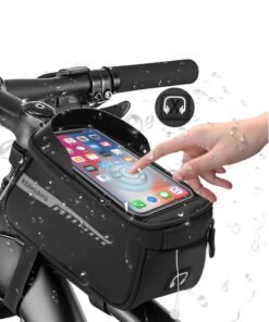 Dorkis Bike Front Frame Bag, Bicycle Handlebar Bag Waterproof, Waterproof Bicycle Phone Mount Top Tube Front Storage Case Bicycle Phone Holder Bag