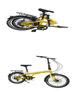 Vego Folding Bike || 20 Inch Wheel Size || 6 Speed|| Kids Unisex || Adjustable Seat || Yellow