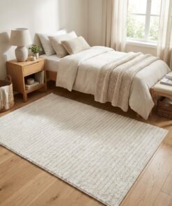 Noon East Carpet Shaggy Rugs with Soft Texture, Color - Beige, Size - 120x170 cm - 4x5.5 ft, Design - Rocco Stripes , Ideal  for Mid-Small sized Family room, Bedroom with twin or queen beds, Home office, Entry hallways, Foyers or Balcony