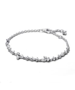 PANDORA Herbarium cluster sterling silver bracelet with clear cubic zirconia