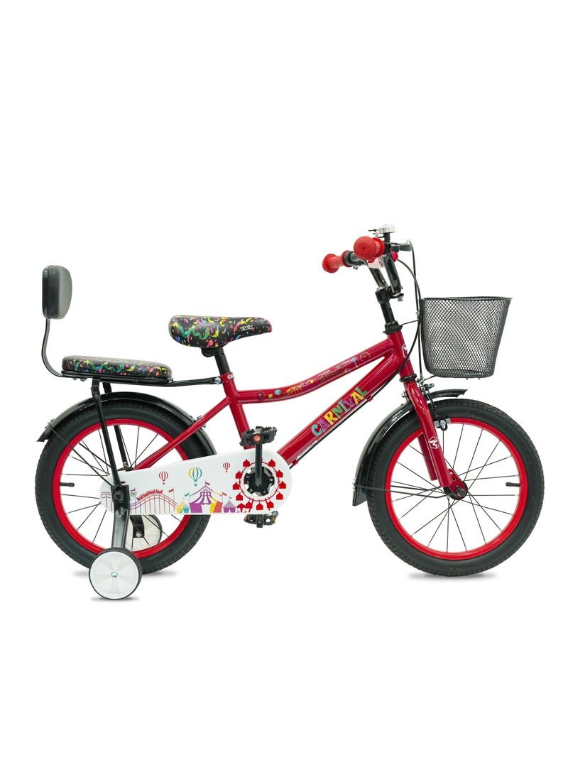Vaux Carnival Mountain Bike || 16 Inch Wheel Size|| For Kids Unisex|| Adjustable Seat - Red