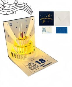 Pop Up Birthday Cards 3D Gift Cards with Envelope & Message Card, Happy Birthday Gift Card Cake Candles Firework LED Light Music DIY Numbers Funny Greeting Card for Women, Men, Mom, Kids, Sister