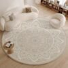 KLNAMAEAAN Round Non Slip Large Area Rug Loop Pile Carpet 180X180 CM