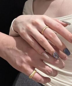 AuliceVerse Valentines gift Gold-patterned Couple ring Set 2 Rings Open Adjustable for Stacking Great Gift for Engagements and Birthdays