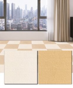 Haidue 30 Pcs Creamy Style Splicing Carpet, 30x30cm Self-Adhesive Floor Mat, Living Room/Bedroom/Children's Room, Environmental-Friendly, Non-Slip, Machine Washable, Pet-Friendly (15 Pcs Beige & 15 Pcs Camel)