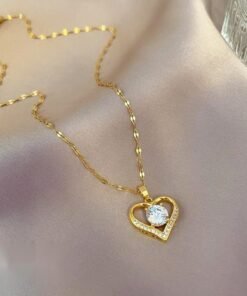 New For Design Zircon Necklace, Heart Shaped Flower Pendant, Valentine's Day Gift for Women