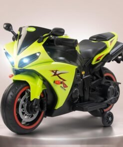 BAYBEE R7 Baby Battery Operated Bike for Kids with Foot Accelerator & Music | Rechargeable Ride on Toy Bike with LED Light | Baby Electric Bike for Kids to Drive 1 to 3 Years (Light Green)