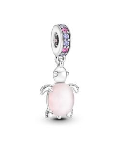 PANDORA Murano Glass Pink Sea Turtle Dangle Charm