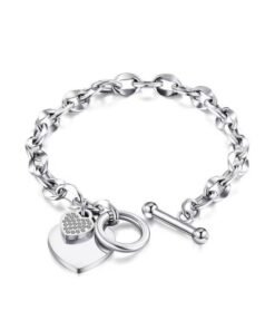 Love Bracelets for Women Stainless Steel, Cute and Charm Chain Bracelet Jewelry Gifts for Women Her Wife Mom Girls Daughter Birthday Valentines Day Length 18cm Silver