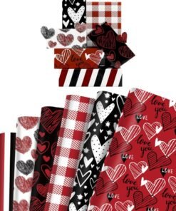 saykfoe 12 Sheet Valentine's Day Gift Wrapping Paper: Red Pink Heart Gift Wrap Art Paper - 6 Styles Romantic Love - Ideal for Wedding, Anniversary,Scrapbooking, DIY Crafts & Party (70cm X 50cm)