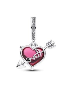 PANDORA Red Heart & Arrow Murano Glass Dangle Charm