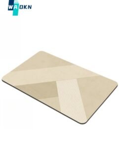 WAOKN Bathroom Highly Absorbent Non-slip Floor Mat, Fashionable Geometric Splicing Pattern Non-slip Mat, Bottom Non-slip Texture Comfortable Diatom Mud Fabric Cushioning Floor Mat (Beige)