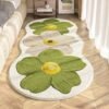 LOOPITYS Irregular standard flower mattress carpet, used for anti slip carpets in rooms and living rooms, carpet interior decoration, (green, 120 * 50CM)