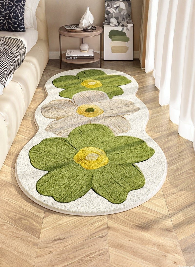 LOOPITYS Irregular standard flower mattress carpet, used for anti slip carpets in rooms and living rooms, carpet interior decoration, (green, 120 * 50CM)